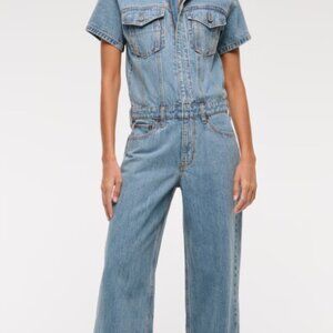 Abercrombie & Fitch Medium Wash Denim Jumpsuit Small Petite